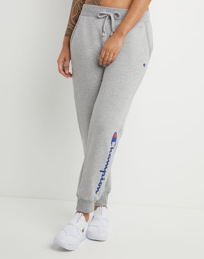 Champion Powerblend Fleece Script Logo Kadın Joggers Gri ( BNHGQF916 )